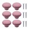 NAKUPENDA 6Pcs Ceramic Cabinet Knobs Round Furniture Knobs Ceramic Kitchen Cabinet Dresser Pulls Handles for Furniture Cupboard Closet Childrens Room Armoires Pink
