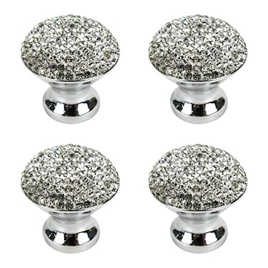 Nicerity Decorative Crystal Knobs Designed Crystal Cabinet Knobs Bling Rhinestone Cabinets Drawers Dressers Pulls Handles for Home Kitchen BathroomWhite 4Pcs