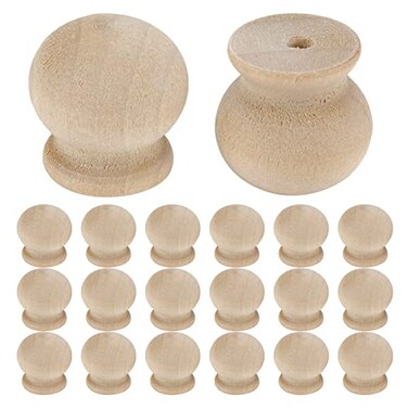Oedema 20PCS Mini Furniture Knobs Wooden Cabinet Pull Knobs Unfinished Drawer Bookcase Pull Handle Knobs 0707 with Screws