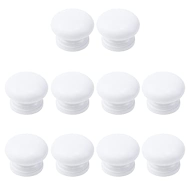 Pastlla 10Pcs Wood Drawer Knob Round Mushroom Shape Wooden Cabinet Knobs Pull Handle Decorative Cabinet Knobs for Cupboard Closet Bedroom Wardrobe White 134 34mm