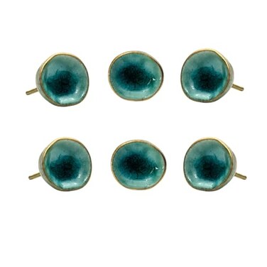 Perilla Home Set of 6 Ceramic Door Knobs Decorative Round Door Knobs Handle with Screw Cupboard Drawer Dresser Bedroom Kitchen Cabinet Wardrobe Pulls 165 x 15 x 125 Nantes Turquoise
