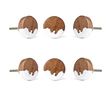 Perilla Home Set of 6 Wooden Knobs for Cabinet Drawers Decorative Knobs for Dresser Kitchen Cabinet Vienna Knobs for Room Hardware Cupboard Door Knobs Dresser Wardrobe and Drawer Pulls Brown
