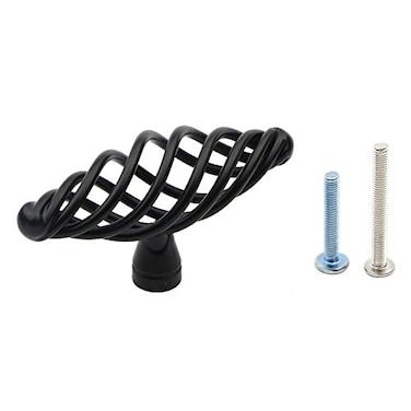 Pxyelec 6 Pack Muted Black Birdcage Nest Twist Cabinet Wardrobe Door Handle Drawer Cupboard Kitchen Dresser Pull Single Hole