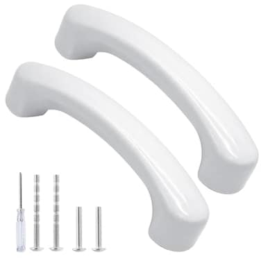 Qjaiune 2pcs White Ceramic Cabinet Drawer Pulls Arch Shaped Cute Kitchen Cabinet Handles 334 Inch for Kids Girls Bedroom Closet Cupboard