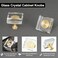 QOGRISUN 5 Pack Square Glass Cabinet Knobs 118 Brushed Gold Drawer Knobs Modern Geometric Decorative Pulls for White Kitchen Cupboard Dresser Bathroom Vanity