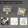 QOGRISUN 5 Pack Square Glass Cabinet Knobs 118 Brushed Gold Drawer Knobs Modern Geometric Decorative Pulls for White Kitchen Cupboard Dresser Bathroom Vanity