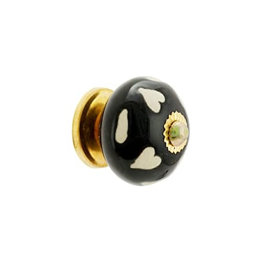 Rasiya Art Dresser Knobs Countryside Handmade Ceramic Drawer Handle Kitchen Cabinets Cupboard Wardrobe Pulls Farmhouse Boho Furniture Hardware Black Heart Pack of 4