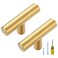 Ravinte 10 Pack Gold T Bar Cabinet Knobs 2 Inch Dresser Knobs Brushed Brass Single Hole Drawer Knobs Cabinet Handles