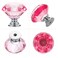 Ravinte 10 Pack Pink Crystal Knobs for Dresser Drawers Glass Cabinet Knobs Diamond Shaped Drawer Knobs 30 mm Knobs with Silver Base
