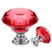 Ravinte 10 Pack Red Crystal Knobs for Dresser Drawers 30 mm Glass Cabinet Diamond Shaped Knobs With Silver Base
