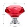 Ravinte 10 Pack Red Crystal Knobs for Dresser Drawers 30 mm Glass Cabinet Diamond Shaped Knobs With Silver Base