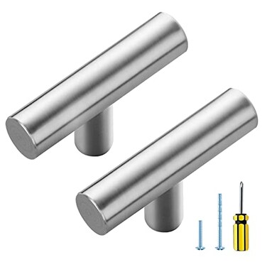 Ravinte 5 Pack Brushed Nickel T Bar Cabinet Knobs 2 Inch Dresser Knobs Silver Single Hole Drawer Knobs Cabinet Handles