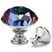 Ravinte 5 Pack Colorful Crystal Knobs for Dresser Drawers Glass Cabinet Knobs Diamond Shaped Drawer Knobs 30 mm Knobs with Black Base