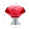Ravinte 5 Pack Red Crystal Knobs for Dresser Drawers Glass Cabinet Knobs Diamond Shaped Drawer Knobs 30 mm Knobs with Silver Base