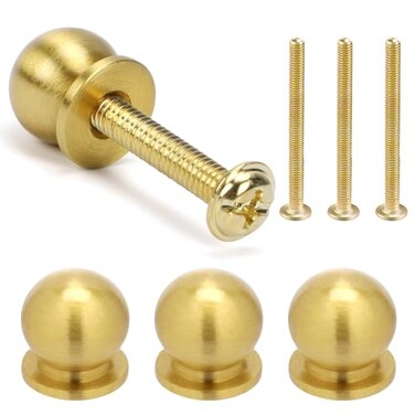 Vin Beauty Round Solid Brass Cabinet Knobs 4 Pcs 12 Inch12mm Mini Round Solid Brass Knobs Brass PullsJewelry Box Drawer Pulls Suitable for Jewelry Boxes DrawersGold