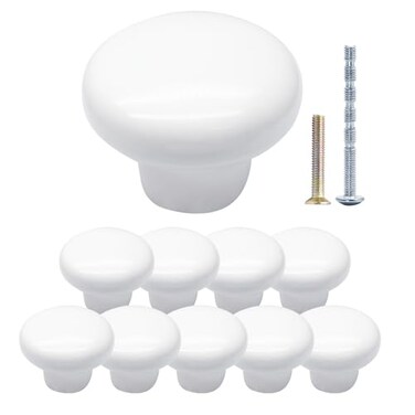 suiwotin Suiwotin 10pcs White Ceramic Cabinet Knobs Round Decorative Drawer Pulls for Closet Cupboard Furniture