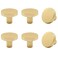 SWZHAI 6 Pack Brushed Brass Cabinet Knobs Gold Drawer Knobs Round Knob for Dresser Drawers Single Hole Cabinet Door Knob Dresser Drawer Pulls Handles