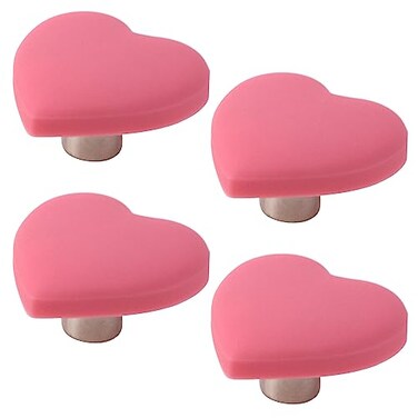 T Tulead Heart Shape Cabinet Knobs Soft Rubber Cabinet Knobs Cute Drawer Pull Knobs Pack of 4 with Screws