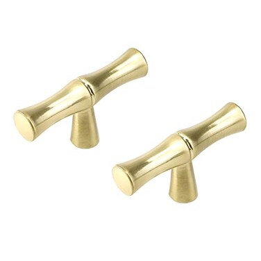 Tighall Zinc Alloy Bamboo Shape Single Hole Drawer Handles 197inch Length Brushed Gold Solid Knobs with Screws 2PCS
