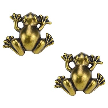 Tighall Zinc Alloy Frog Cabinet Knobs Cute Cartoon Drawer Cupboard Pull Single Hole Hardware Handles Decorative Furniture Knobs for Dresser Wardrobes Brass