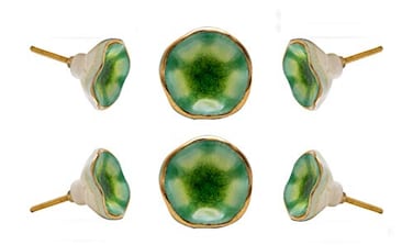 TRINCA-FERRO TRINCAFERRO Set of 6 Green Ceramic Crystal Stone Jordan Door Knobs for Wardrobe Dresser Drawers Natural Stone Cabinet Knobs for Kitchen Bedroom Bathroom Gem Stone Drawer Knobs for Home De