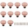 TTZEZE 10 Pack Ceramic Knobs Decorative Knob Drawer Cabinet Cupboard Closet Dresser Bookcase Shelf Pull Handle Knobs Furniture Decorative Pull Tool with Mounting Screws Pink