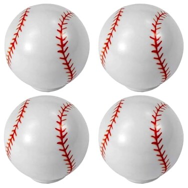 Tverghvad Baseball Dresser Knobs 4 Pack Baseball Decor Drawer Knobs Ball Sport Knobs for Kids Boys Dresser DrawerCabinetCloset Door White