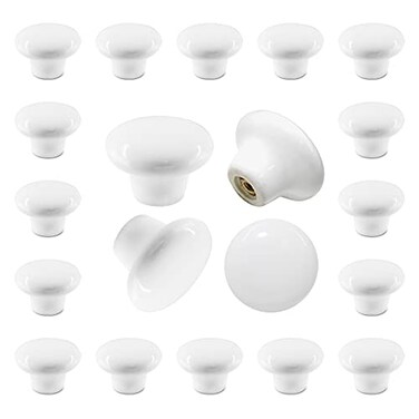 Uenhoy 20 Pcs Ceramic Cabinet Knobs White Drawer Knobs Vintage Round Ceramic Knobs for Kitchen Cabinet Cupboard Dresser 125 32mm