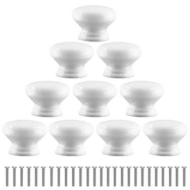 Uenhoy 20 Pcs Round Wooden Cabinet Knobs 1516 24mm White Wooden Pulls Mushroom Shape Wood Knobs for Cabinet Dresser Drawer