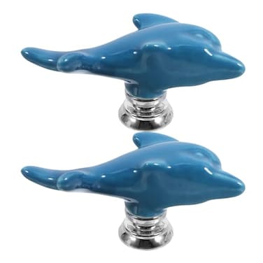 Uonlytech European Style Dolphin Ceramic Cabinet Handles 2 Pack 234X1X1 Inches Durable Drawer Pulls for Kitchen Bathroom Furniture Decor