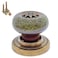 Wannianmu 10 Pack Retro Ceramic Knobs Vintage Dresser Leopard Kitchen Petal Cabinet Pulls Rustic Zinc Alloy Base Backplate Cupboard Wardrobe Drawer Door Handles Leopard Print Green