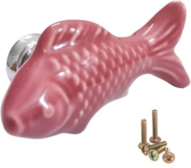 Wannianmu 4 Pack Purple Goldfish Cabinet Pulls Vintage Cabinet Knob Handle Drawer Pull Animal Dresser Knob Cupboard Pulls