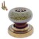 Wannianmu 5 Pack Retro Ceramic Knobs Vintage Dresser Leopard Kitchen Petal Cabinet Pulls Rustic Zinc Alloy Base Backplate Cupboard Wardrobe Drawer Door Handles Leopard Print Green
