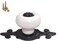 Wannianmu 5 Pack Retro Ceramic KnobsVintage Dresser Kitchen Petal Cabinet Pulls Rustic Zinc Alloy Black Base Back Plate Kid Cupboard Wardrobe Drawer Door Handles White