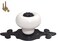 Wannianmu 5 Pack Retro Ceramic KnobsVintage Dresser Kitchen Petal Cabinet Pulls Rustic Zinc Alloy Black Base Back Plate Kid Cupboard Wardrobe Drawer Door Handles White