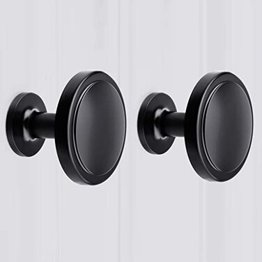 WEAVERBIRD 2 Pack Black Round Cabinet Knobs 114 Inch Modern Zinc Alloy Knobs for Kitchen Cupboards Closet Doors