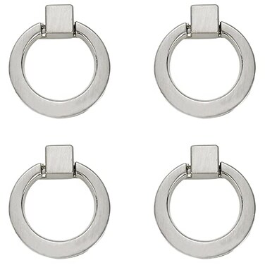 Xiaoyztan 4 Sets 158Inch Moden Cabinet Drop Ring Pull Knobs Drawer Knob Wardrob Cupboard Dress Pulls Brushed Nickel