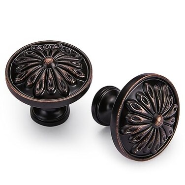YCSJ Round Knobs and Pulls 10 Pack 122 Inch Kitchen Cabinet Oil Rubbed Bronze Boho Drawer Knobs for Office Decorative Kitchen Doors and Drawers Bathroom Cabinet Knobs Bedroom Wardrobe Nobs