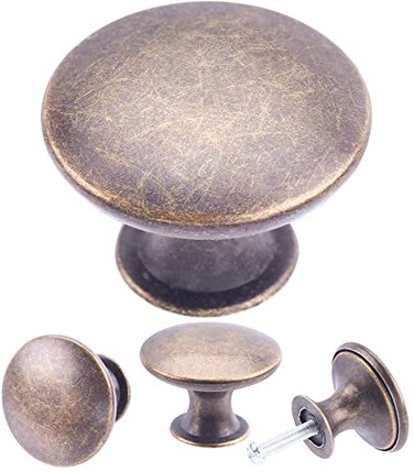 YOIPE 15 Pack Delicate Design Round Antique Kitchen Cabinet Knobs Cupboard Door Knobs 118INCH Breen Bronze Drawer Handle Pulls Dresser Knobs with 15 Pcs Screws for Bathroom Drawer Door Hardware