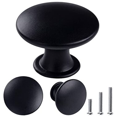 YOIPE 8 Pack Delicate Design Round Antique Black Kitchen Cabinet Knobs Cupboard Door Knobs 118INCH Black Drawer Handle Pulls Dresser Knobs with 8 Pcs Screws for Bathroom Drawer Door Hardware