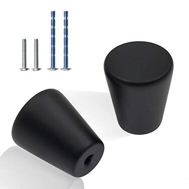 Yoohey Hitefu Yoohey 10PCS Small Black Cabinet Knobs 20mm078 Diameter Flat Dresser Knobs Cone Shape for Cupboard Black