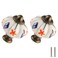 Zernmiarder Ivory Pumpkin Knobs 6 Pack Ceramic Cabinet Knobs Vintage Drawer Pulls Antique Dresser Pulls with Screws Red Flower Blue Leaf
