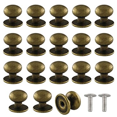 ZZLZX 18PCS 12x11mm Bronze Mini Round Head Knobs Vintage Antique Drawer Metal Round Head Pull Handle Knobs with 18 Screws for Jewelry Box Gift Case Wood Case Drawer Cabinets