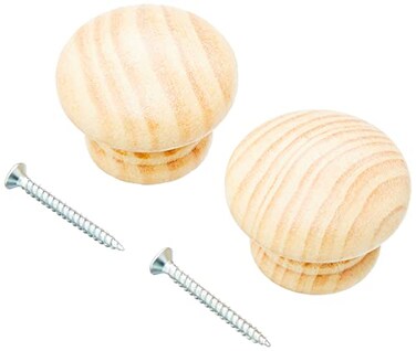 Merriway BH00090 Wooden Cabinet Knobs PreDrilled Lacquered 15 Diameter Pack of 2