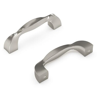 Hickory Hardware 1 Pack Solid Core Kitchen Cabinet Pulls Luxury Cabinet Handles Hardware for Doors Dresser Drawers 3 Inch Hole Center Satin Nickel Twist Collection