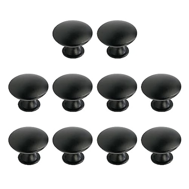 MY MIRONEY Round Cabinet Hardware Knob Flat Black Hollow Handle 12 Diameter Pack of 10