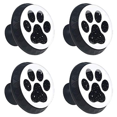 Lilibeely 4 Pieces Set Cabinets Hardware Round Furniture Knobs Dog Paw Footprint PrintDrawer Dresser Cupboard Wardrobe Pulls Handles for Home Kitchen