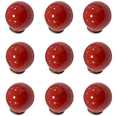 FarBoat 10Pcs Mini Circular Knob Pulls Decorative Ball Knobs Red Ball Door Pulls for Furniture Drawer Cupboard Box with Screws Red 09inch