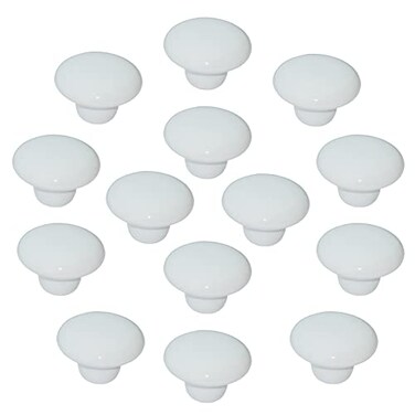 YMAISS 14packs White Ceramic knobs Round Mushroom Cabinet Dresser Vintage pulls Door Handles Drawer Knob Pull Handle Dresser Pulls Cupboard Wardrobe Drawer knobs with Screws