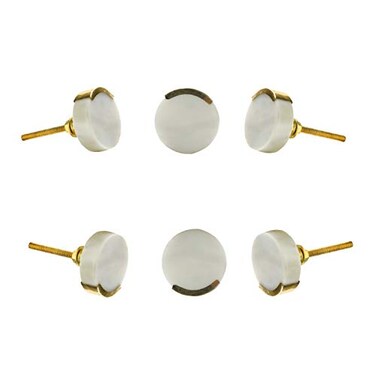Perilla Home Set of 6 Marble Knobs Decorative Round Knobs for Home Kitchen Cabinet Hardware Cupboard Glass Door Dresser Wardrobe and Drawer Pulls White